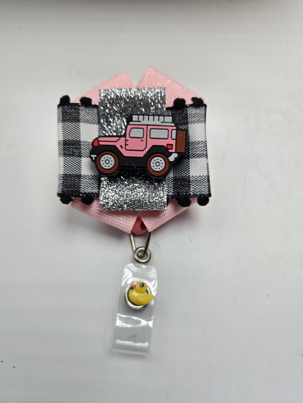 OOAK Handmade Jeep Wrangler Badge Reel Ducked Name Tag Holder Nurse Accessories